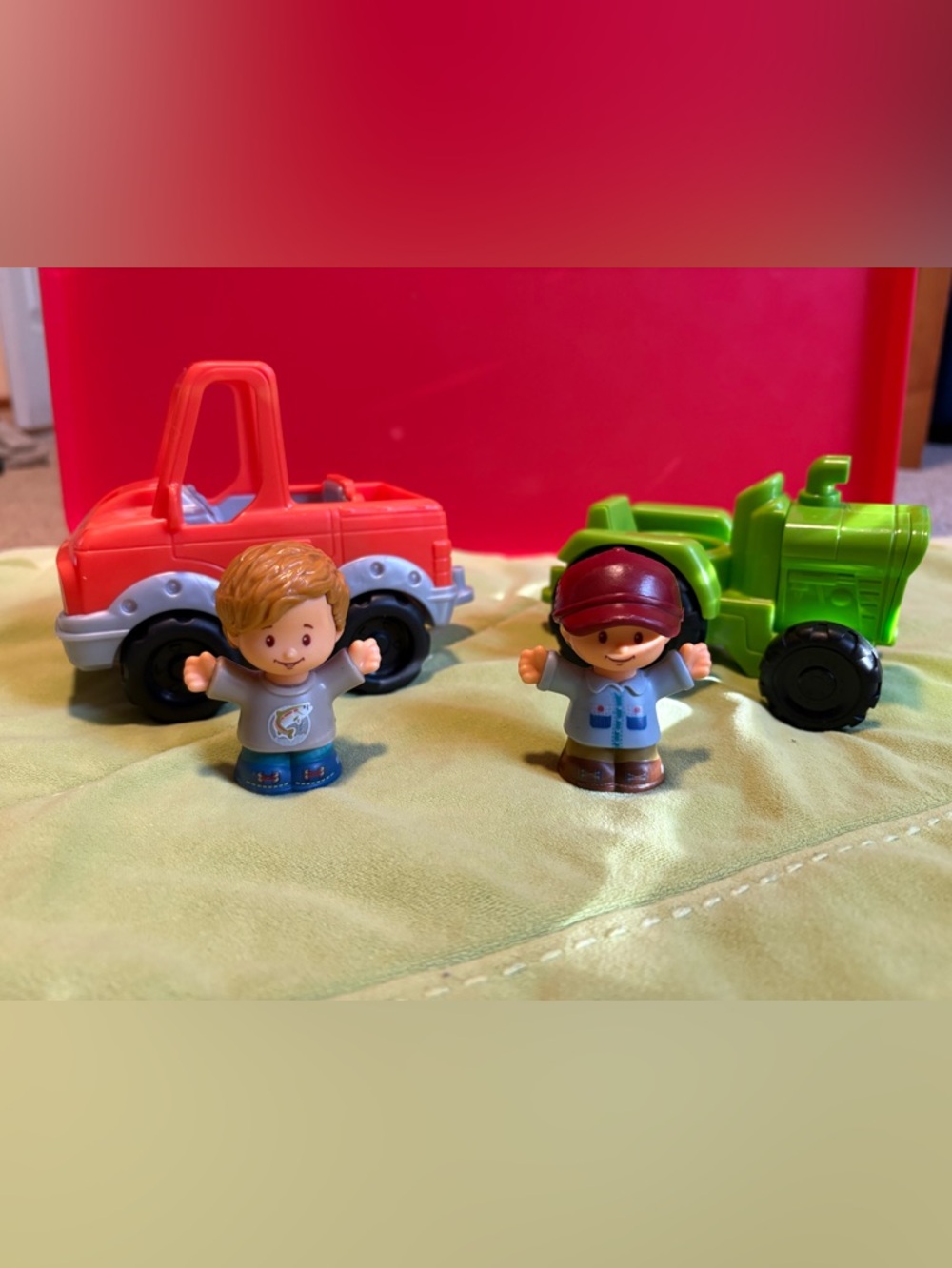 Little People Orange truck and Green tractor Toy Vehicles with Figures Set